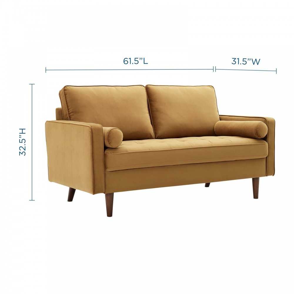 Valour Performance Velvet Loveseat, Cognac
