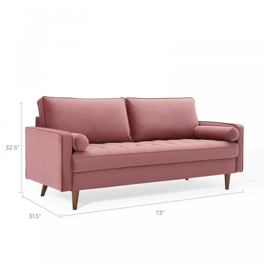 Valour Performance Velvet Sofa, Dusty Rose