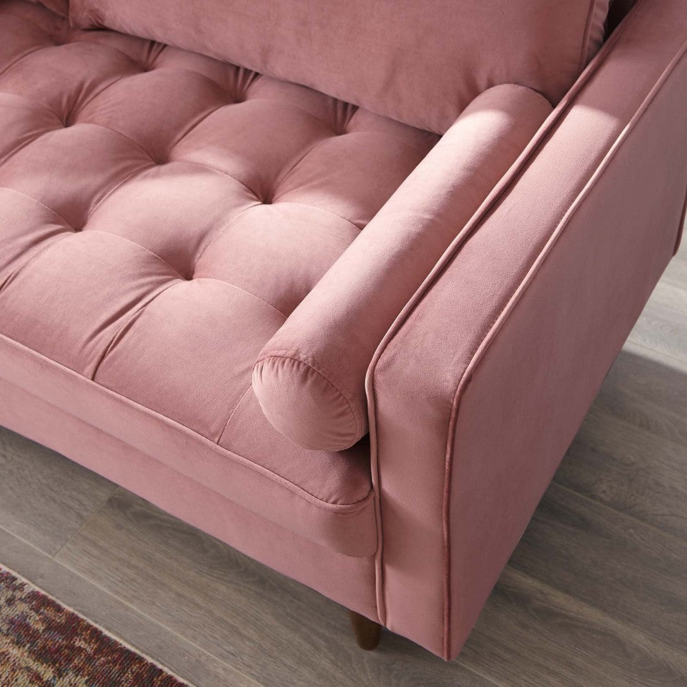 Valour Performance Velvet Sofa, Dusty Rose