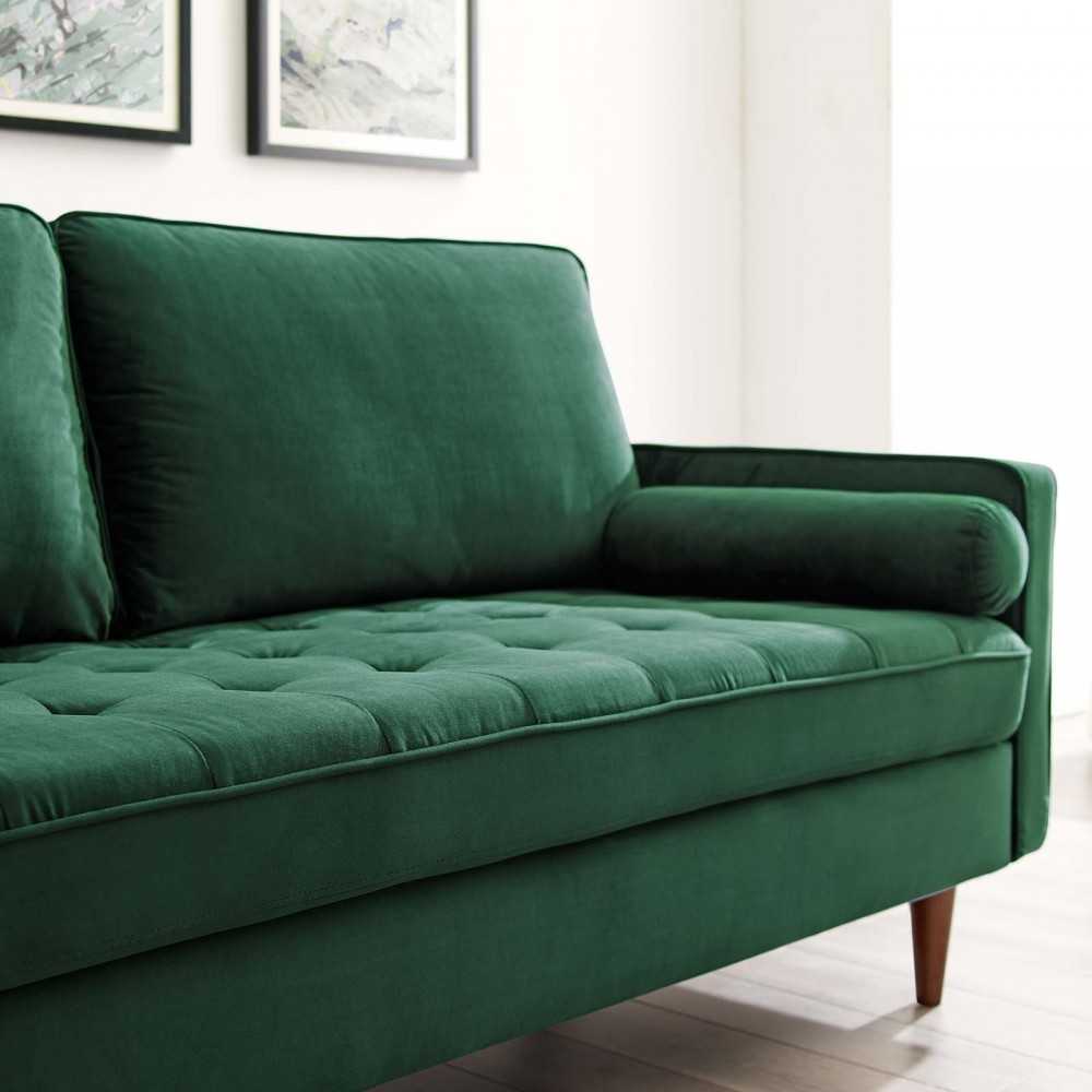 Valour Performance Velvet Sofa, Green