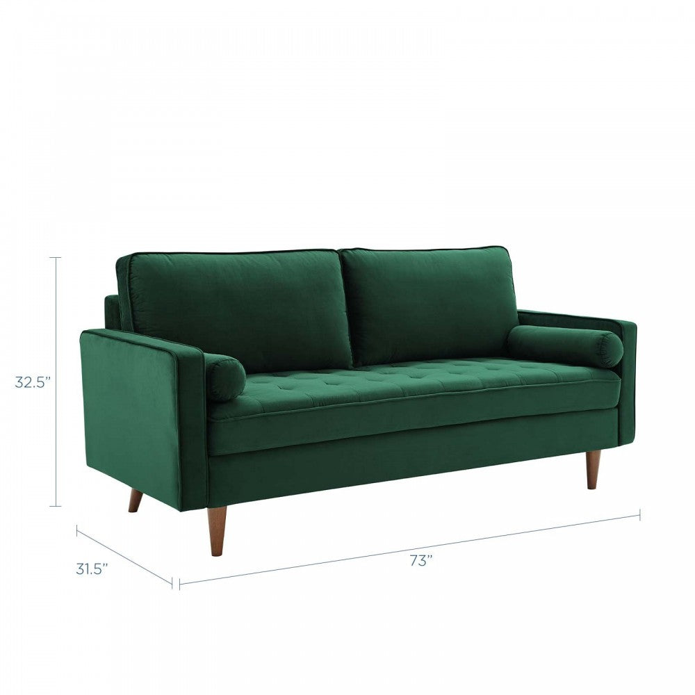 Valour Performance Velvet Sofa, Green