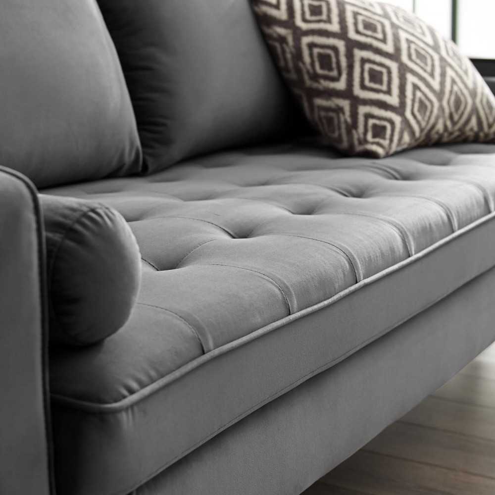 Valour Performance Velvet Sofa, Gray
