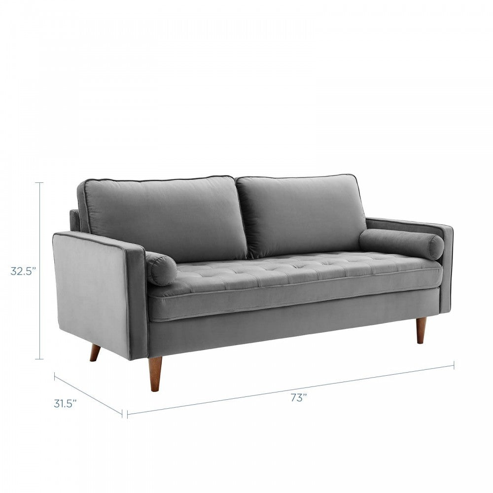 Valour Performance Velvet Sofa, Gray