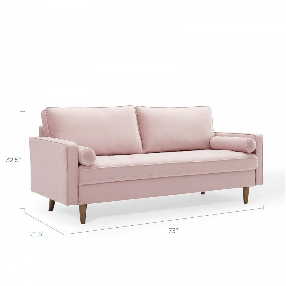 Valour Performance Velvet Sofa, Pink