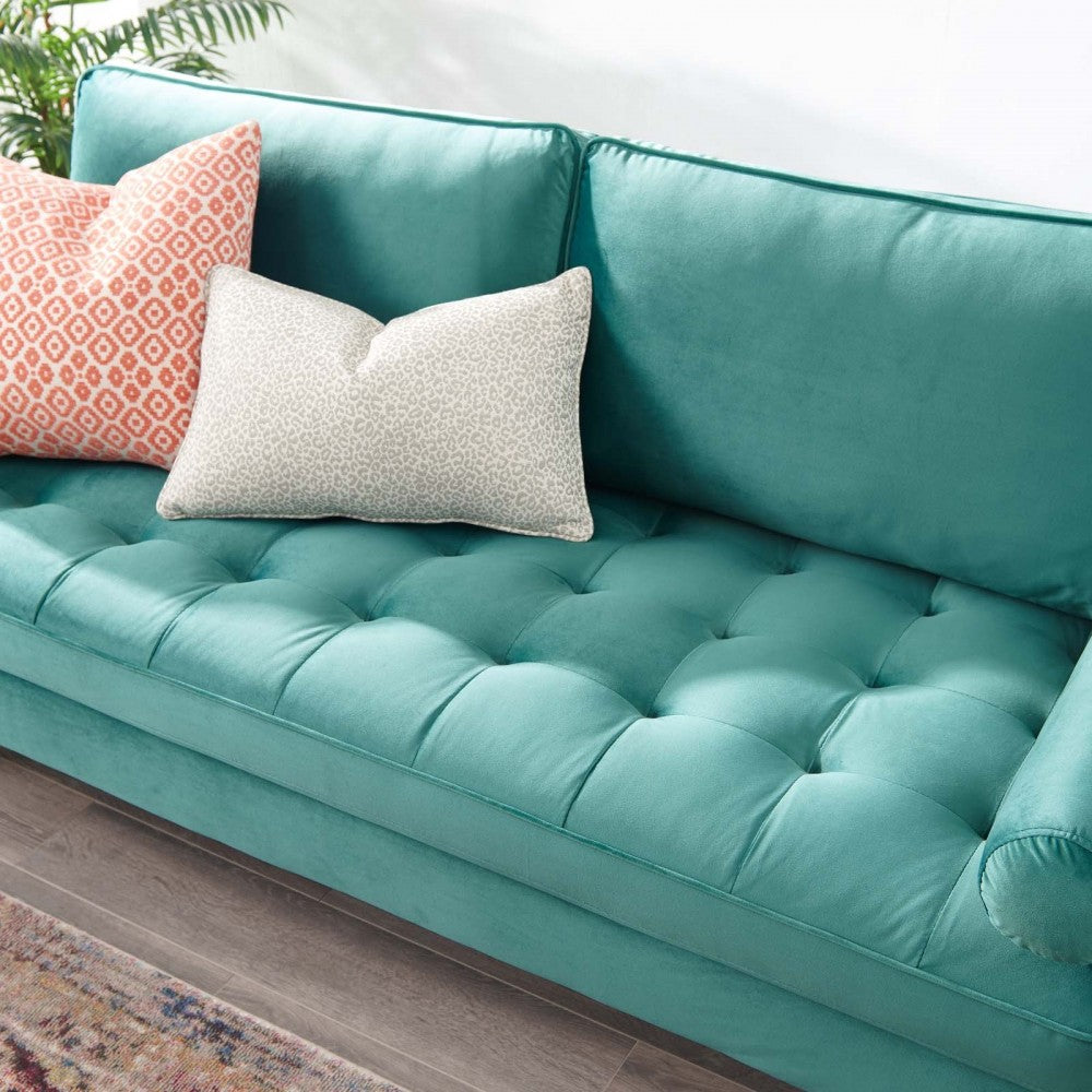 Valour Performance Velvet Sofa, Teal