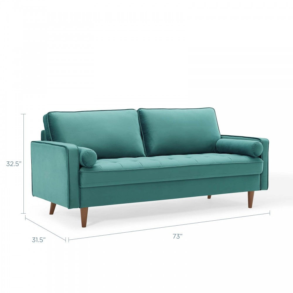 Valour Performance Velvet Sofa, Teal