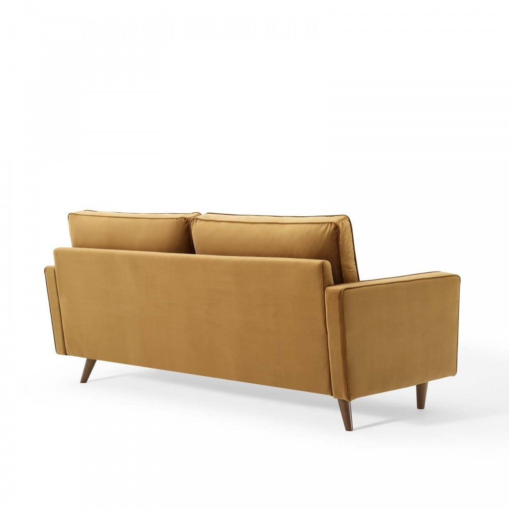 Valour Performance Velvet Sofa, Cognac