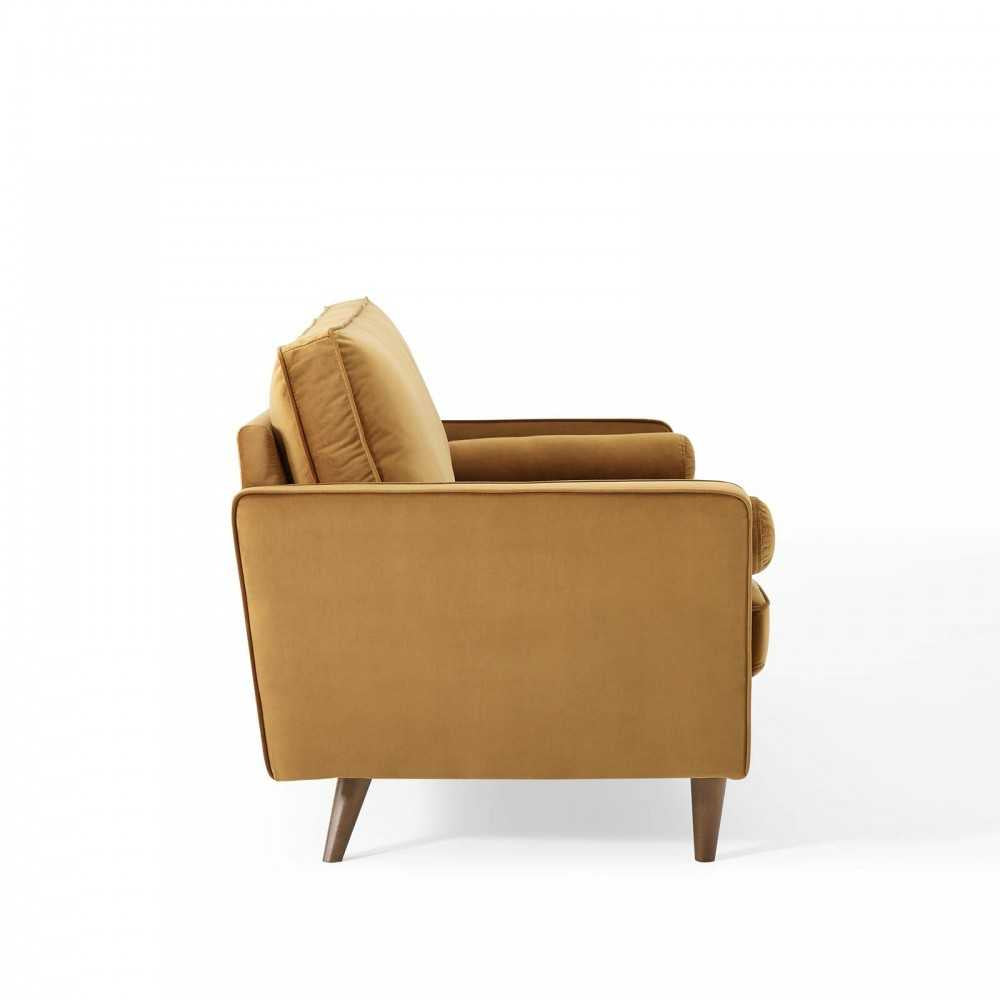 Valour Performance Velvet Sofa, Cognac