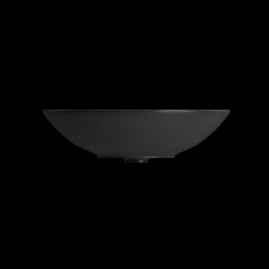 Venezia Vessel Fireclay 15.75 in. with Matching Drain Cover in Matte Black