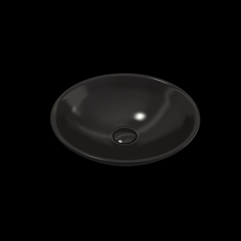 Venezia Vessel Fireclay 15.75 in. with Matching Drain Cover in Matte Black