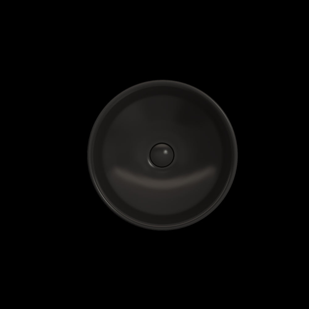 Venezia Vessel Fireclay 15.75 in. with Matching Drain Cover in Matte Black