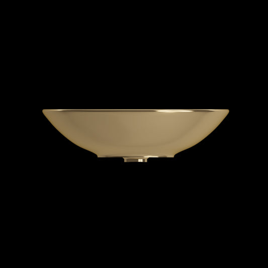 Venezia Vessel Fireclay 15.75 in. with Matching Drain Cover in Matte Gold