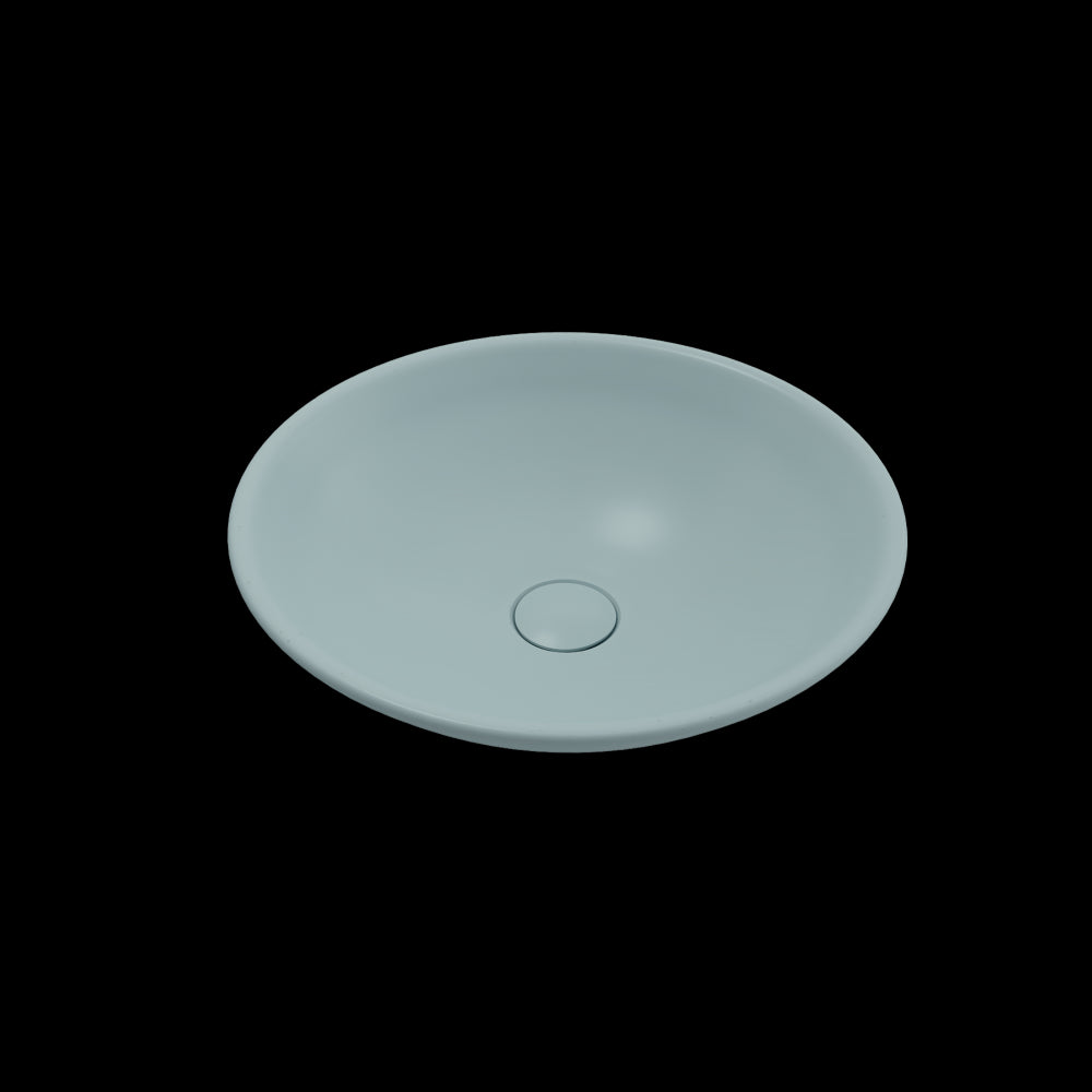 Venezia Vessel Fireclay 15.75 in. with Matching Drain Cover in Matte Ice Blue