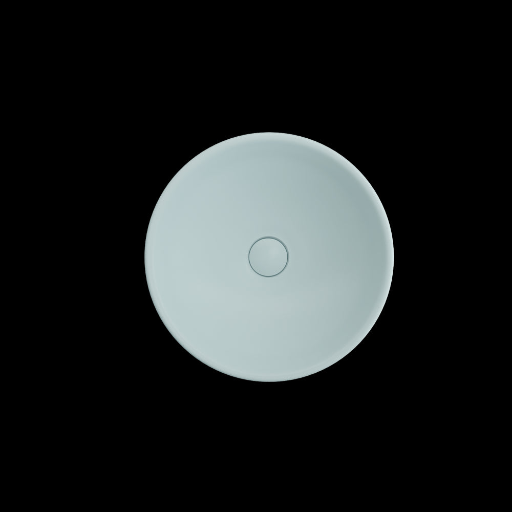 Venezia Vessel Fireclay 15.75 in. with Matching Drain Cover in Matte Ice Blue