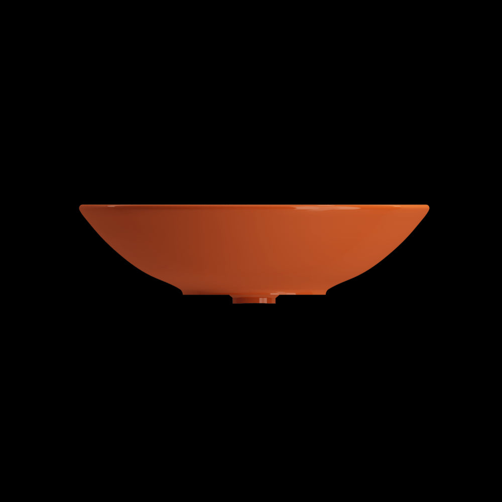Venezia Vessel Fireclay 15.75 in. with Matching Drain Cover in Orange