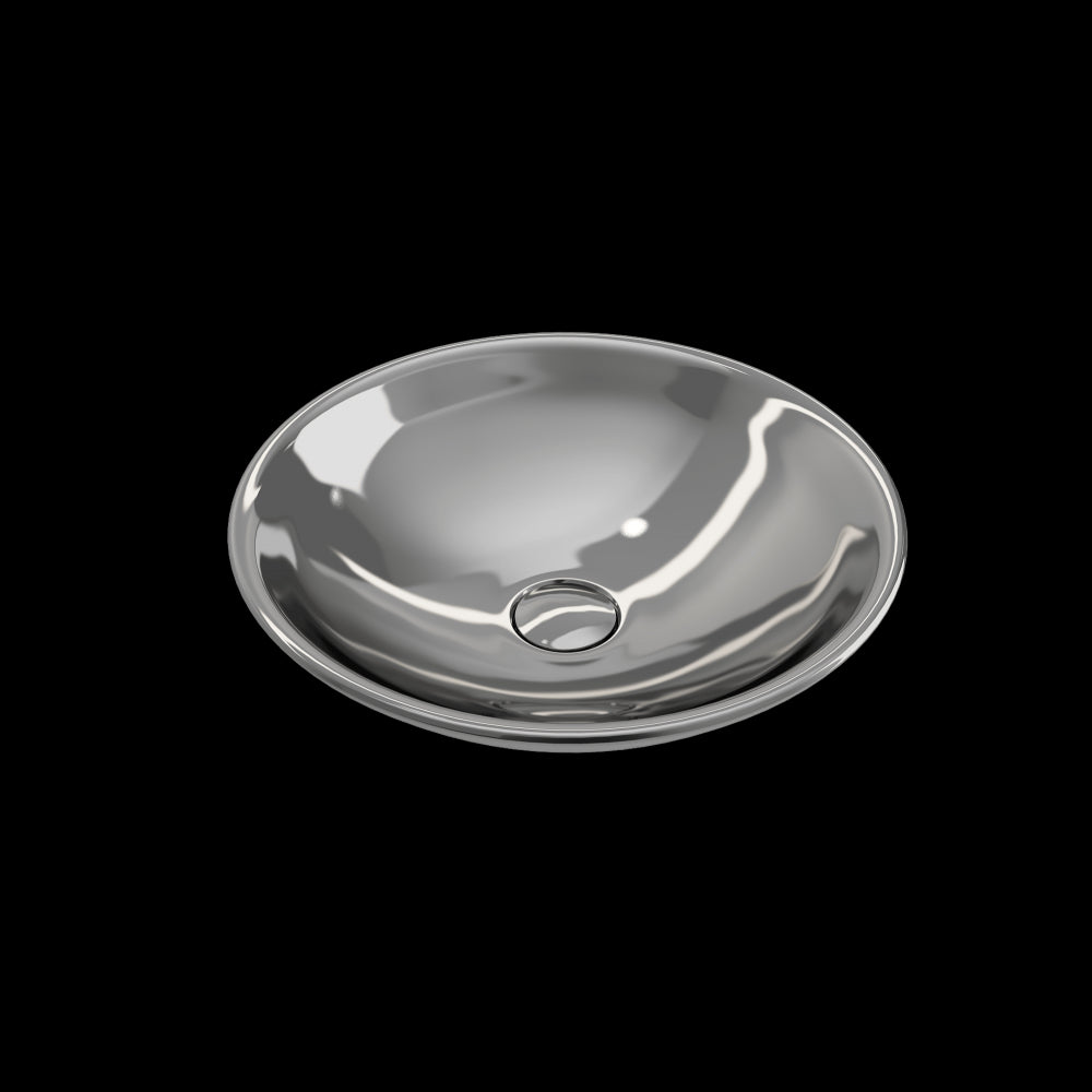 Venezia Vessel Fireclay 15.75 in. with Matching Drain Cover in Platinum