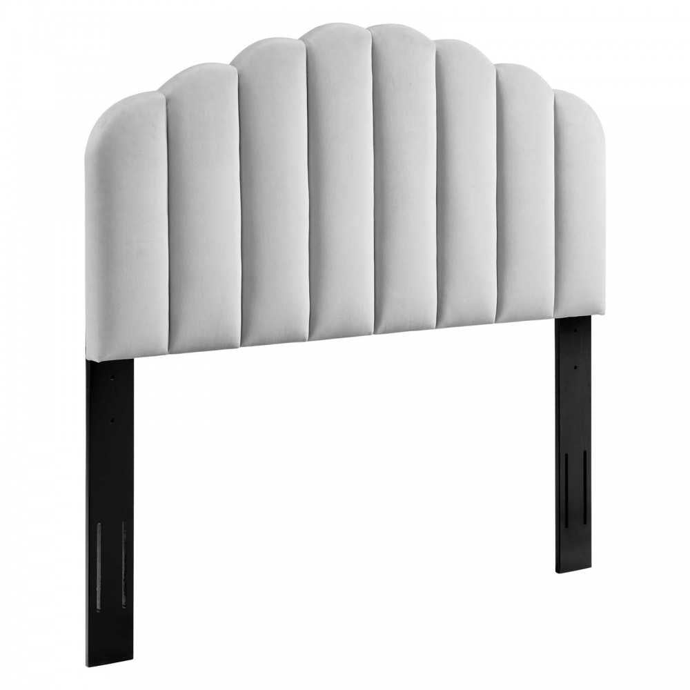 Veronique Full/Queen Performance Velvet Headboard, Light Gray