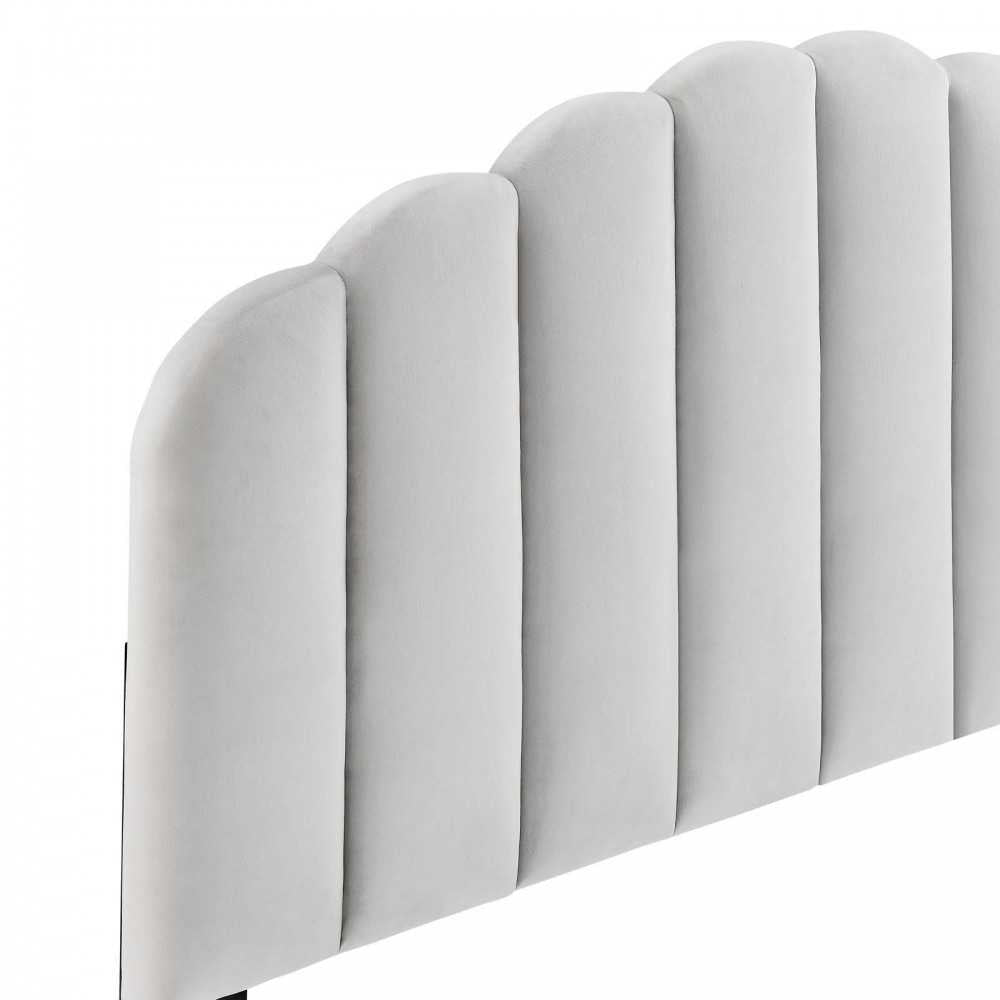 Veronique Full/Queen Performance Velvet Headboard, Light Gray