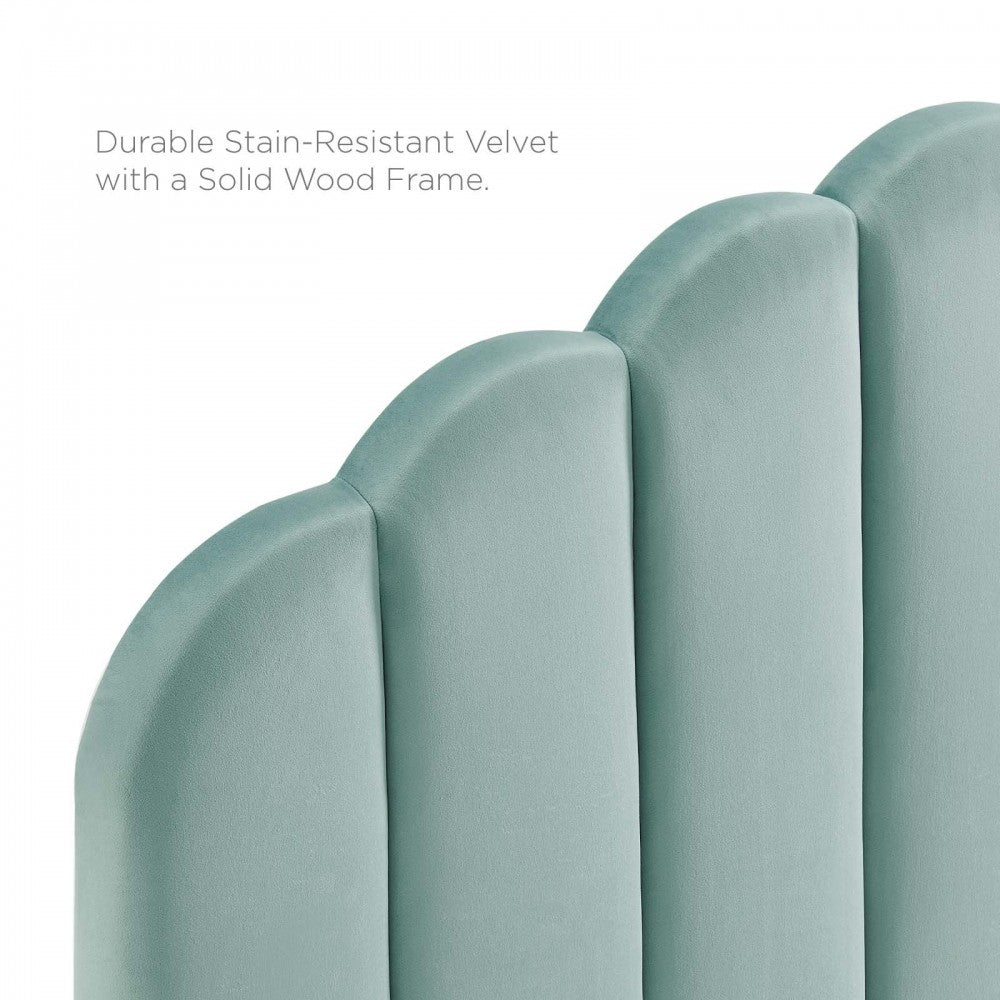 Veronique Full/Queen Performance Velvet Headboard, Mint