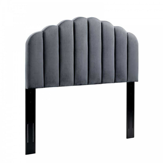 Veronique Full/Queen Performance Velvet Headboard, Charcoal