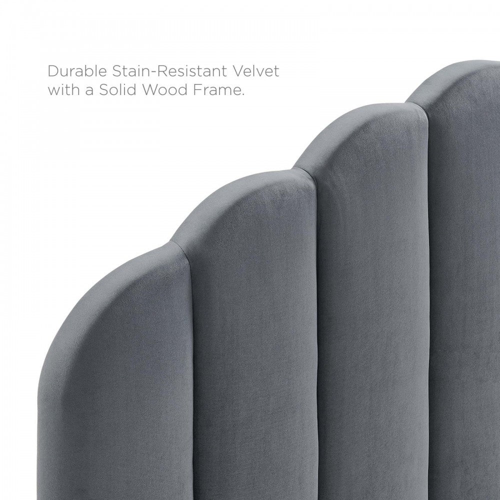 Veronique Full/Queen Performance Velvet Headboard, Charcoal