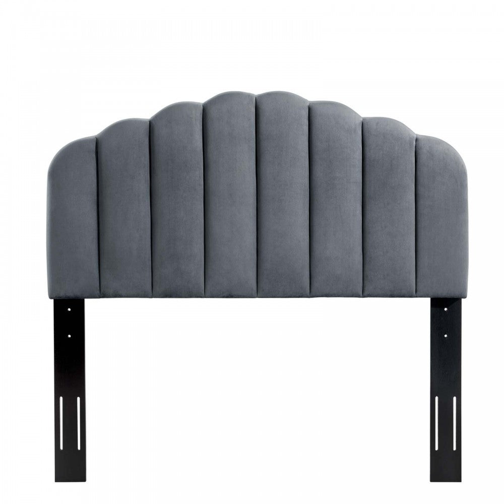 Veronique Full/Queen Performance Velvet Headboard, Charcoal