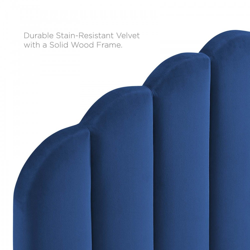 Veronique Twin Performance Velvet Headboard, Navy