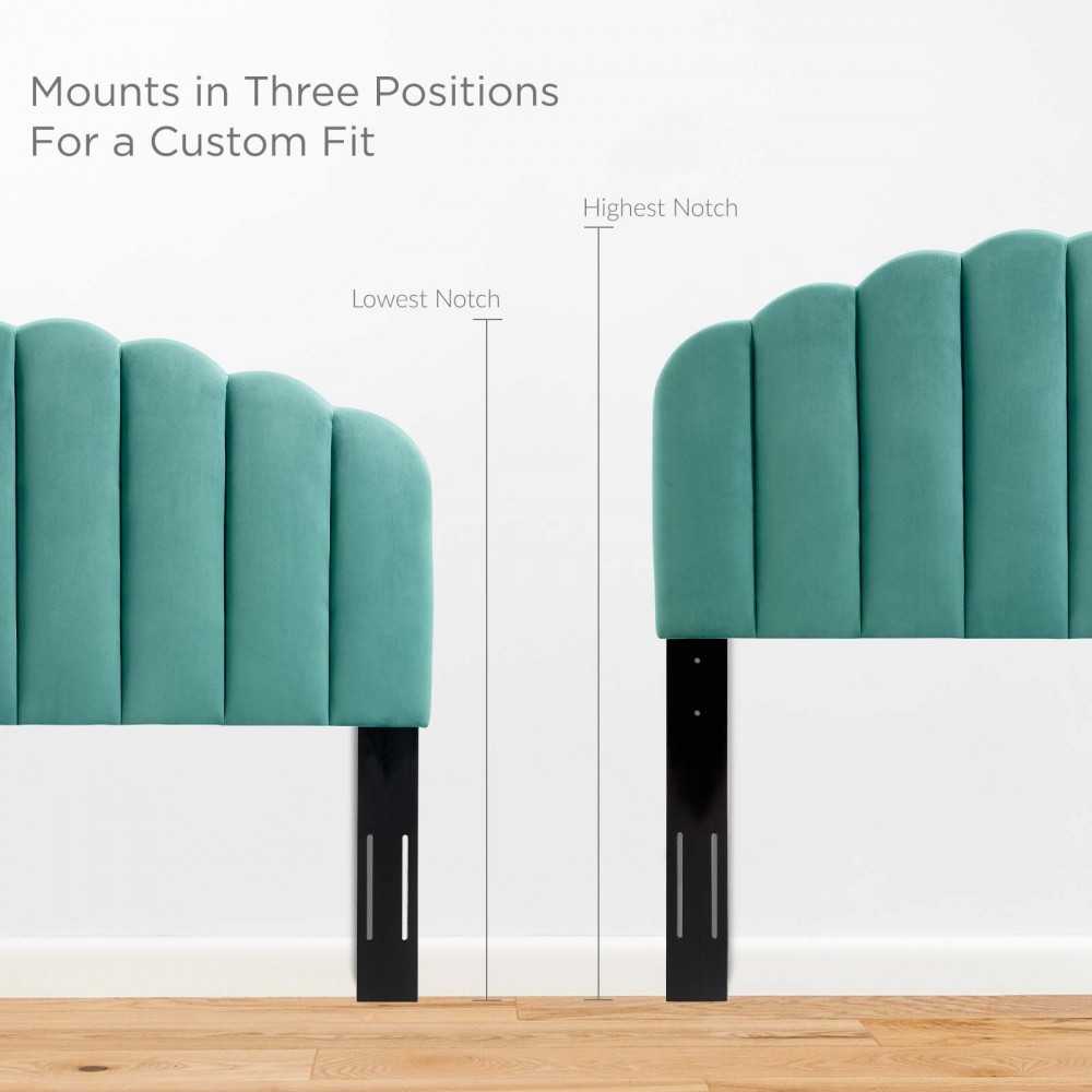 Veronique Twin Performance Velvet Headboard, Teal