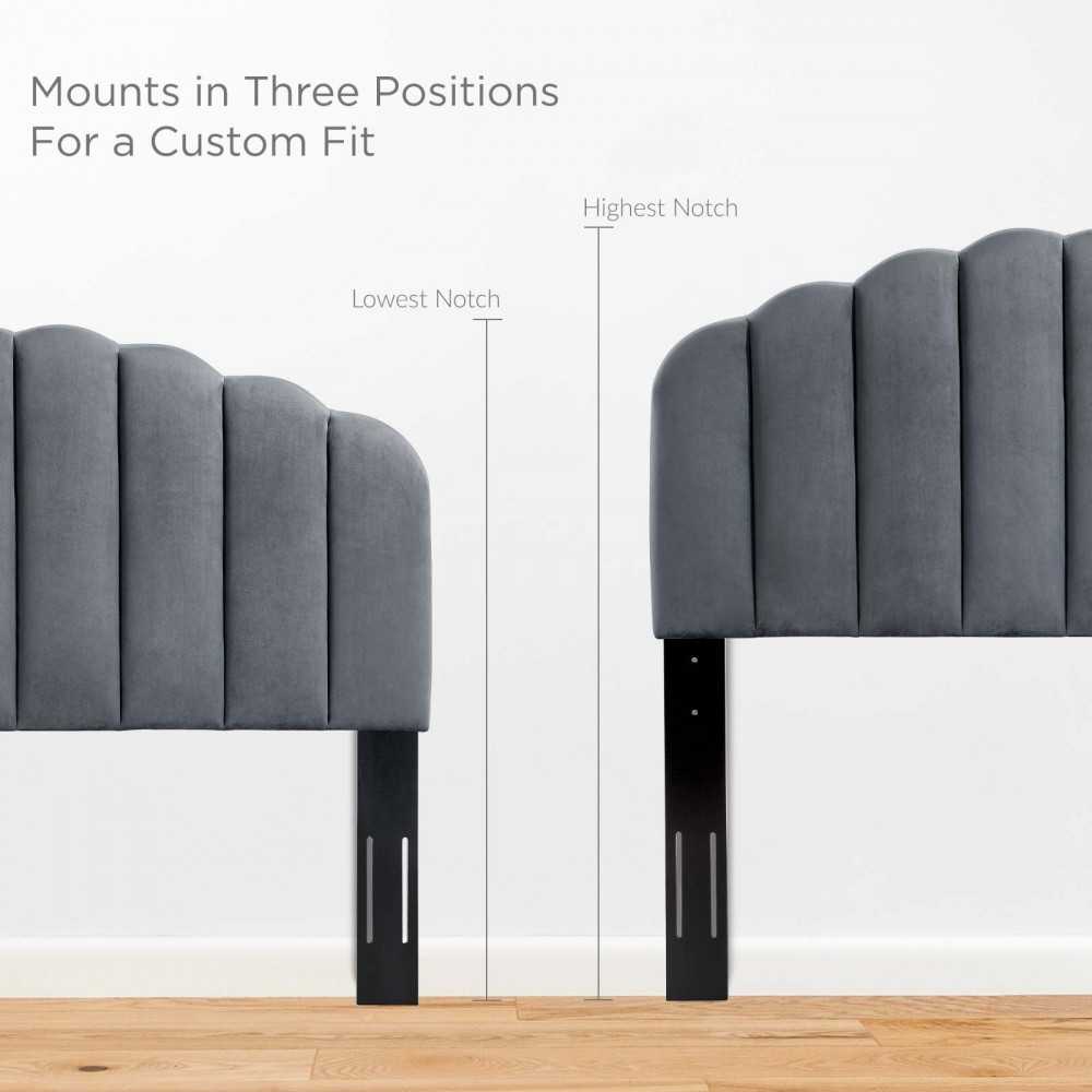 Veronique Twin Performance Velvet Headboard, Charcoal