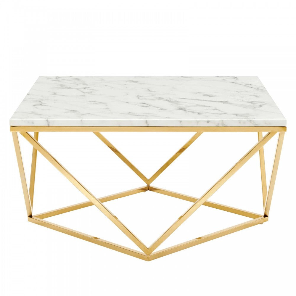 Vertex Gold Metal Stainless Steel Coffee Table