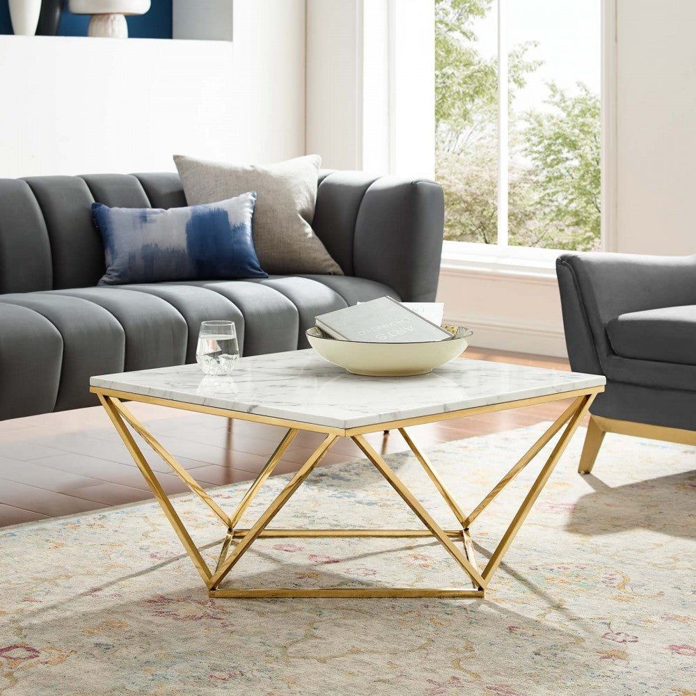 Vertex Gold Metal Stainless Steel Coffee Table