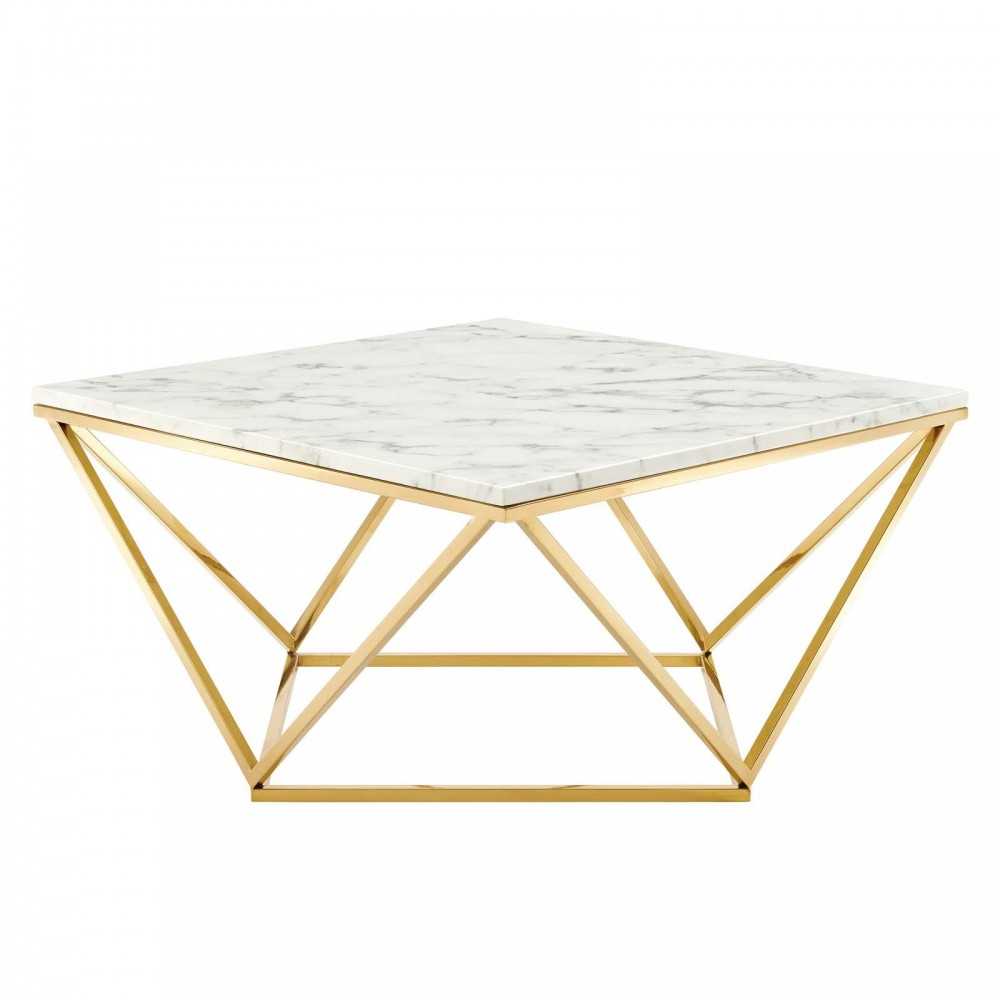 Vertex Gold Metal Stainless Steel Coffee Table