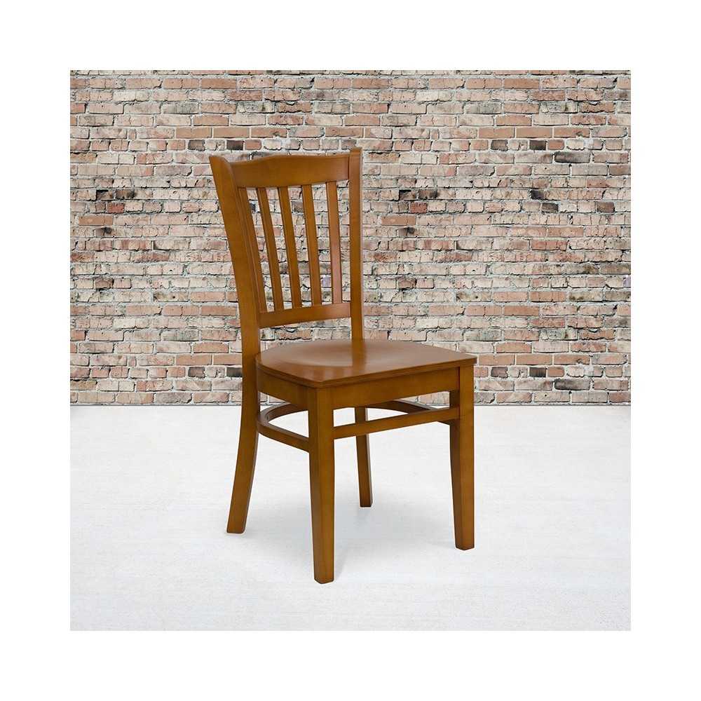 Vertical Slat Back Cherry Wood Restaurant Chair