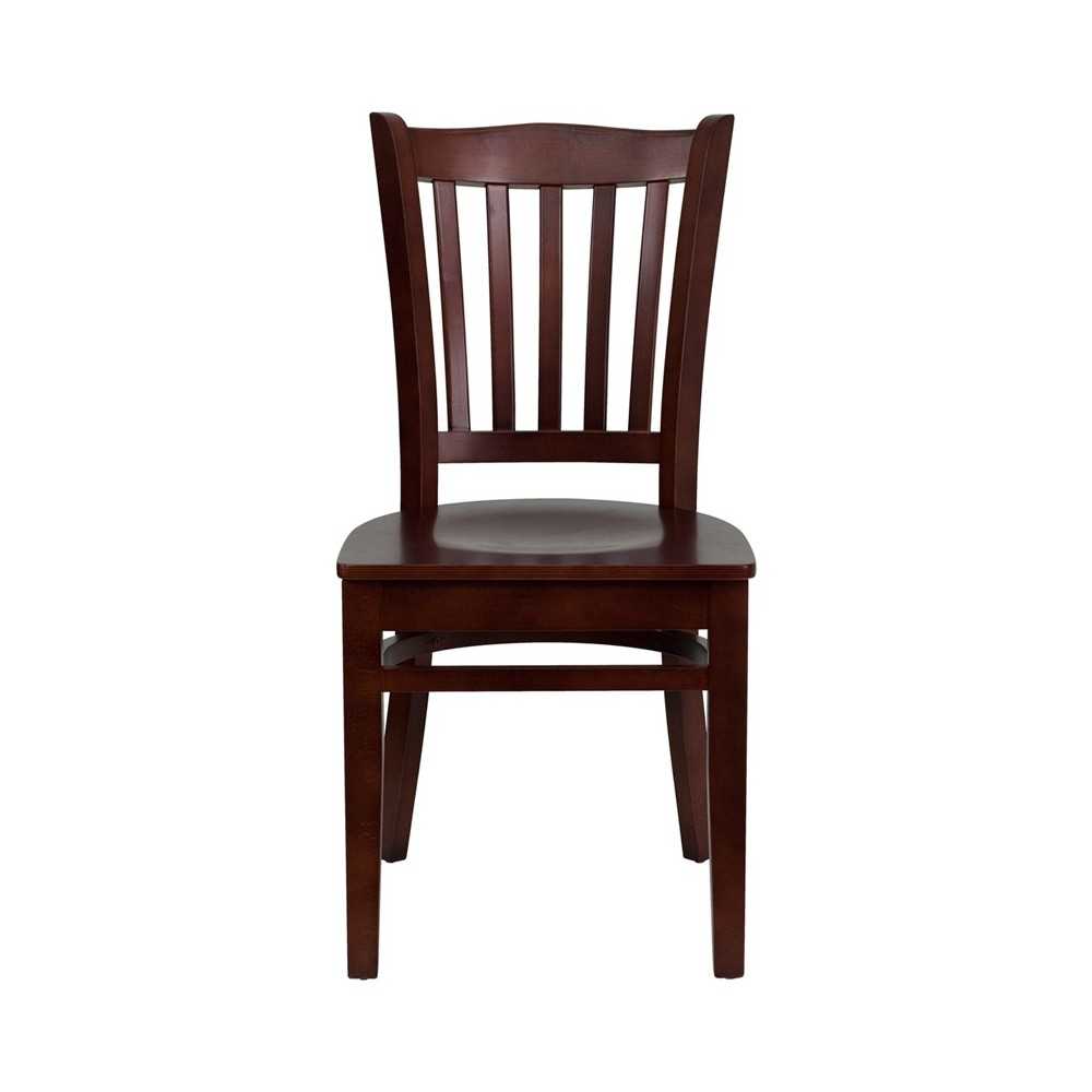 Vertical Slat Back Mahogany Wood Restaurant Chair