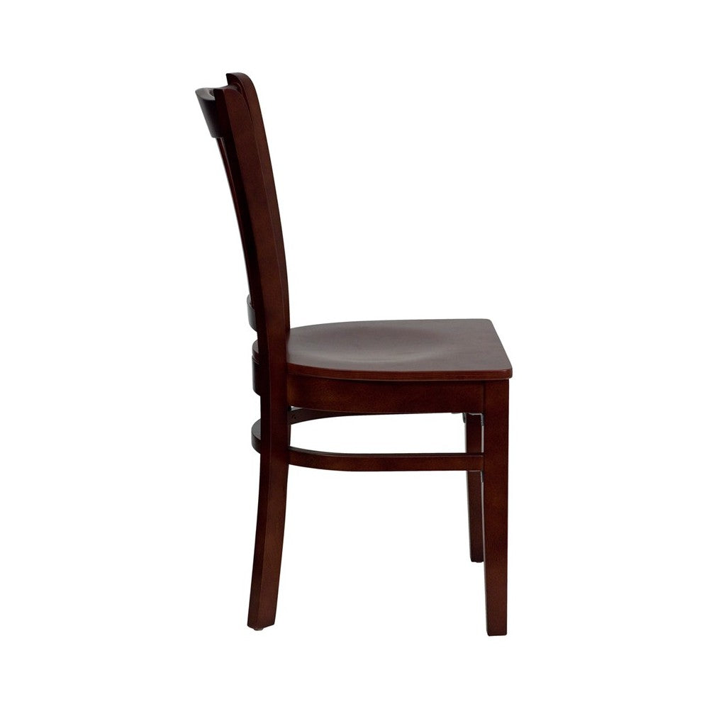 Vertical Slat Back Mahogany Wood Restaurant Chair