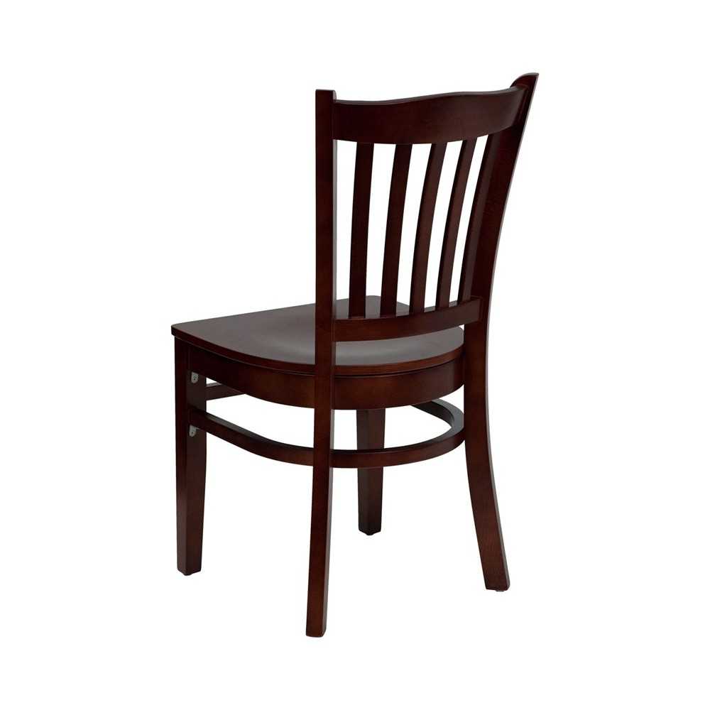 Vertical Slat Back Mahogany Wood Restaurant Chair