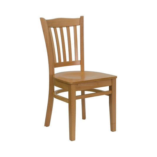 Vertical Slat Back Natural Wood Restaurant Chair