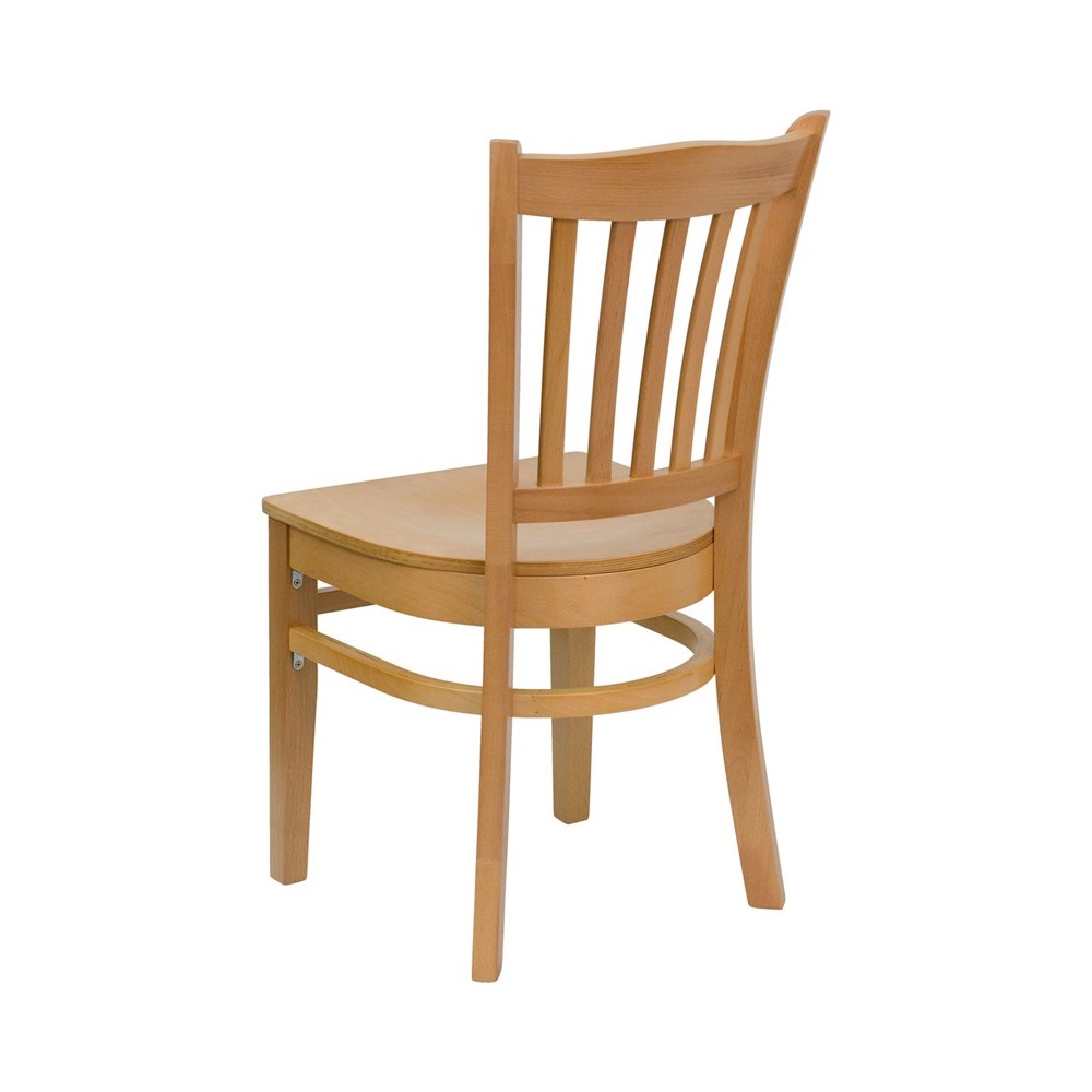 Vertical Slat Back Natural Wood Restaurant Chair