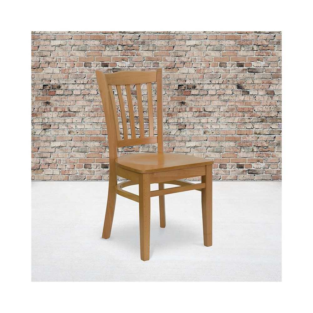 Vertical Slat Back Natural Wood Restaurant Chair