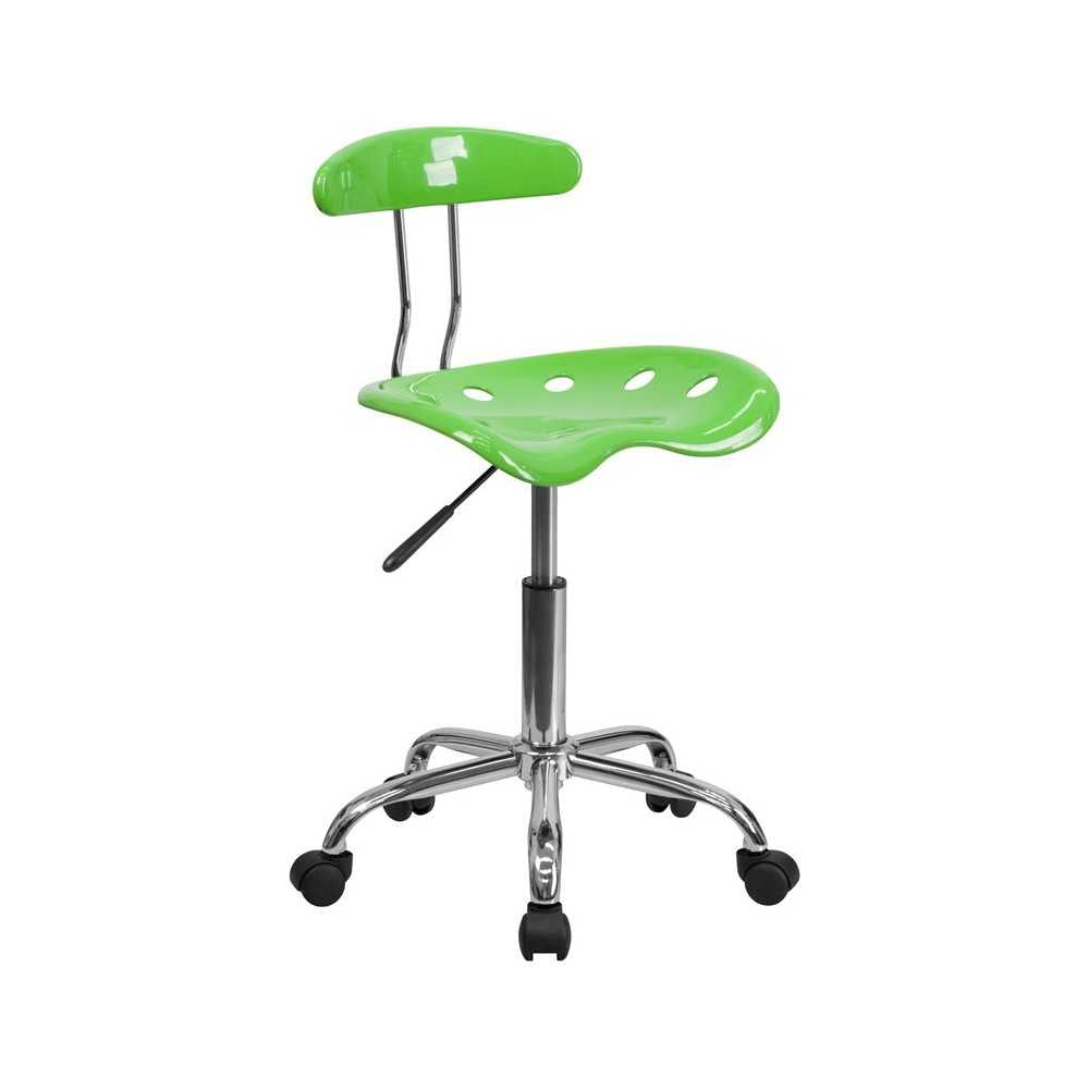 Vibrant Apple Green and Chrome Swivel Task Office Chair with Tractor Seat