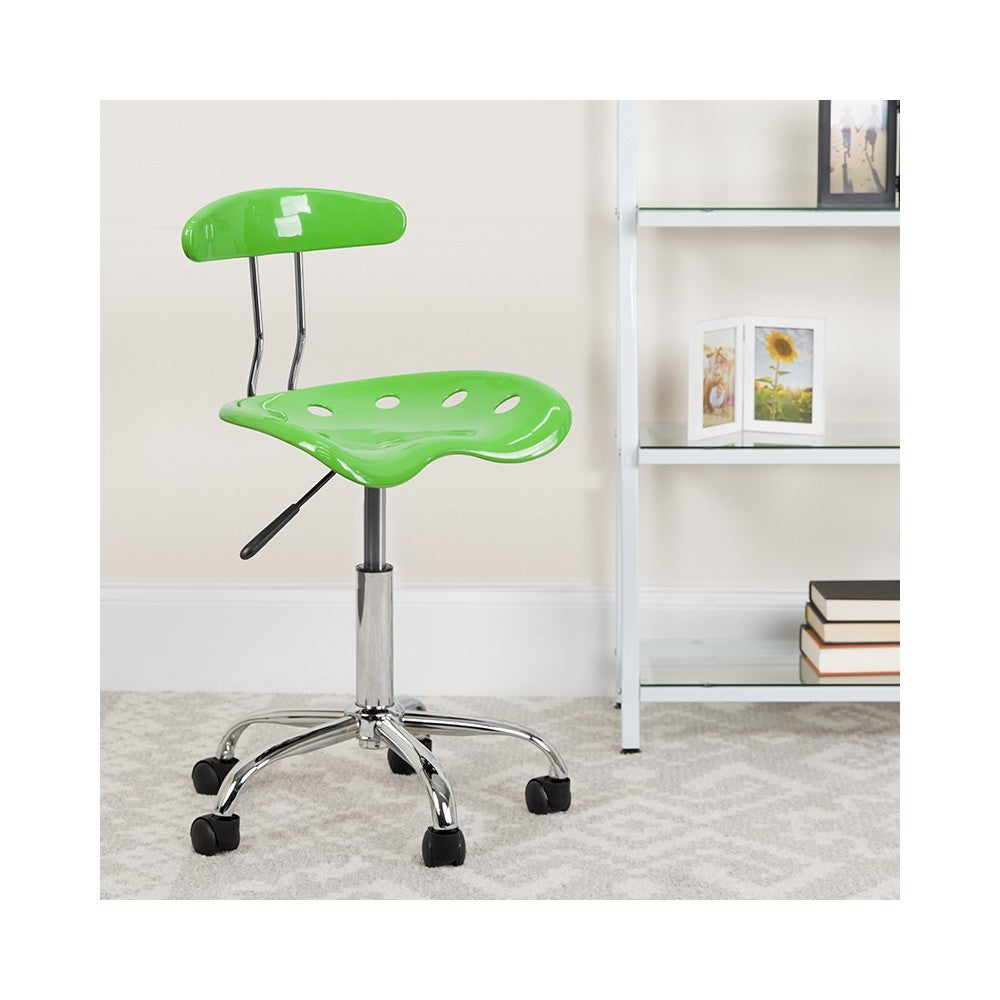 Vibrant Apple Green and Chrome Swivel Task Office Chair with Tractor Seat