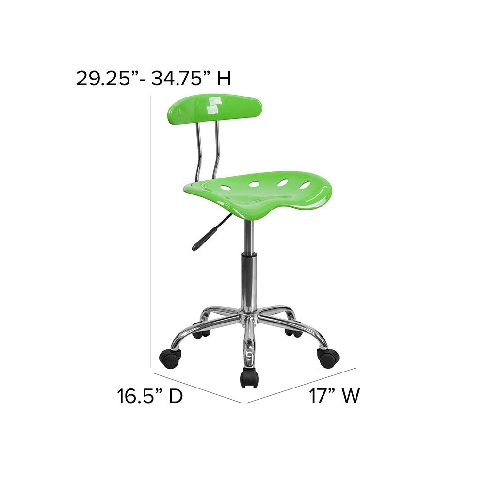 Vibrant Apple Green and Chrome Swivel Task Office Chair with Tractor Seat