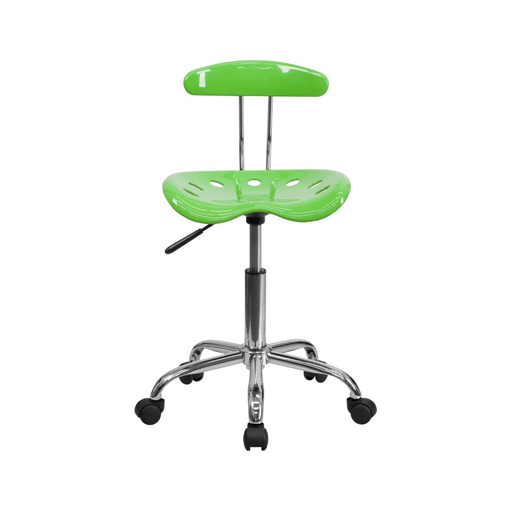 Vibrant Apple Green and Chrome Swivel Task Office Chair with Tractor Seat