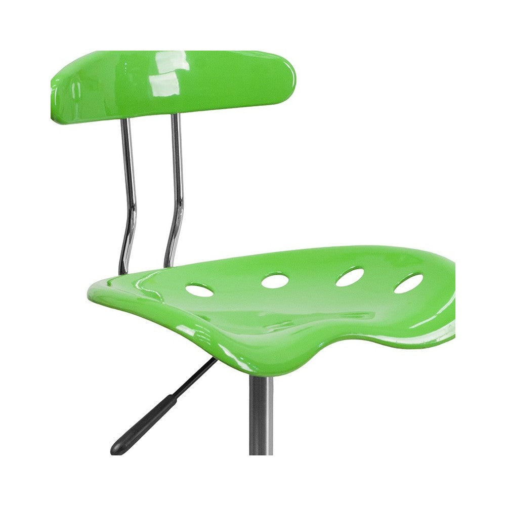 Vibrant Apple Green and Chrome Swivel Task Office Chair with Tractor Seat