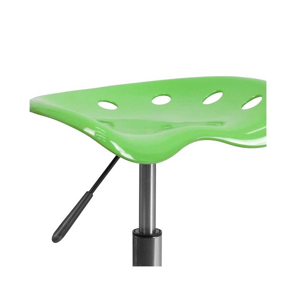 Vibrant Apple Green Tractor Seat and Chrome Stool