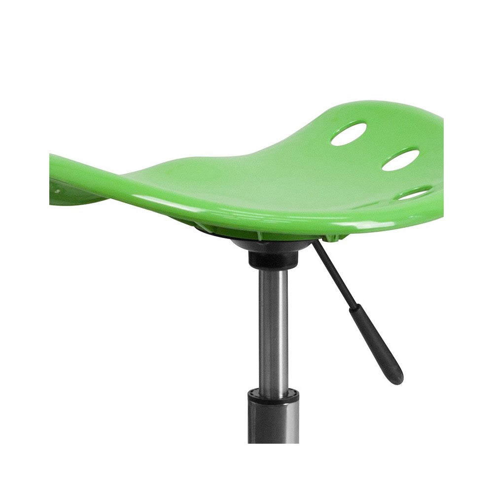 Vibrant Apple Green Tractor Seat and Chrome Stool