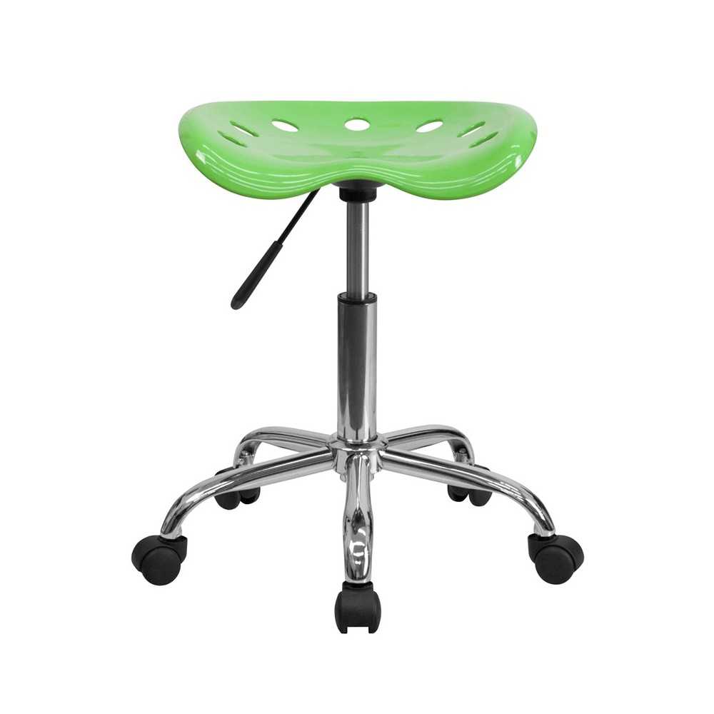 Vibrant Apple Green Tractor Seat and Chrome Stool