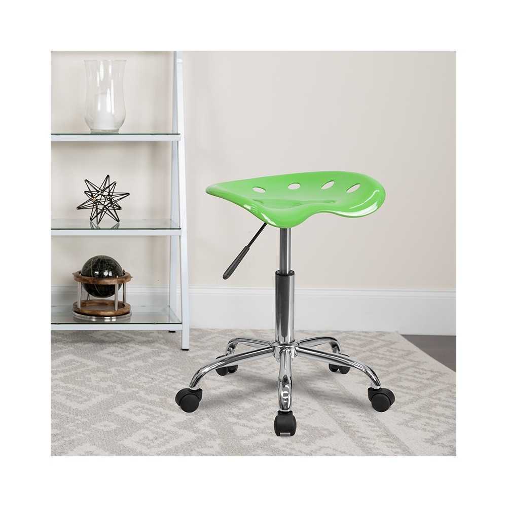 Vibrant Apple Green Tractor Seat and Chrome Stool