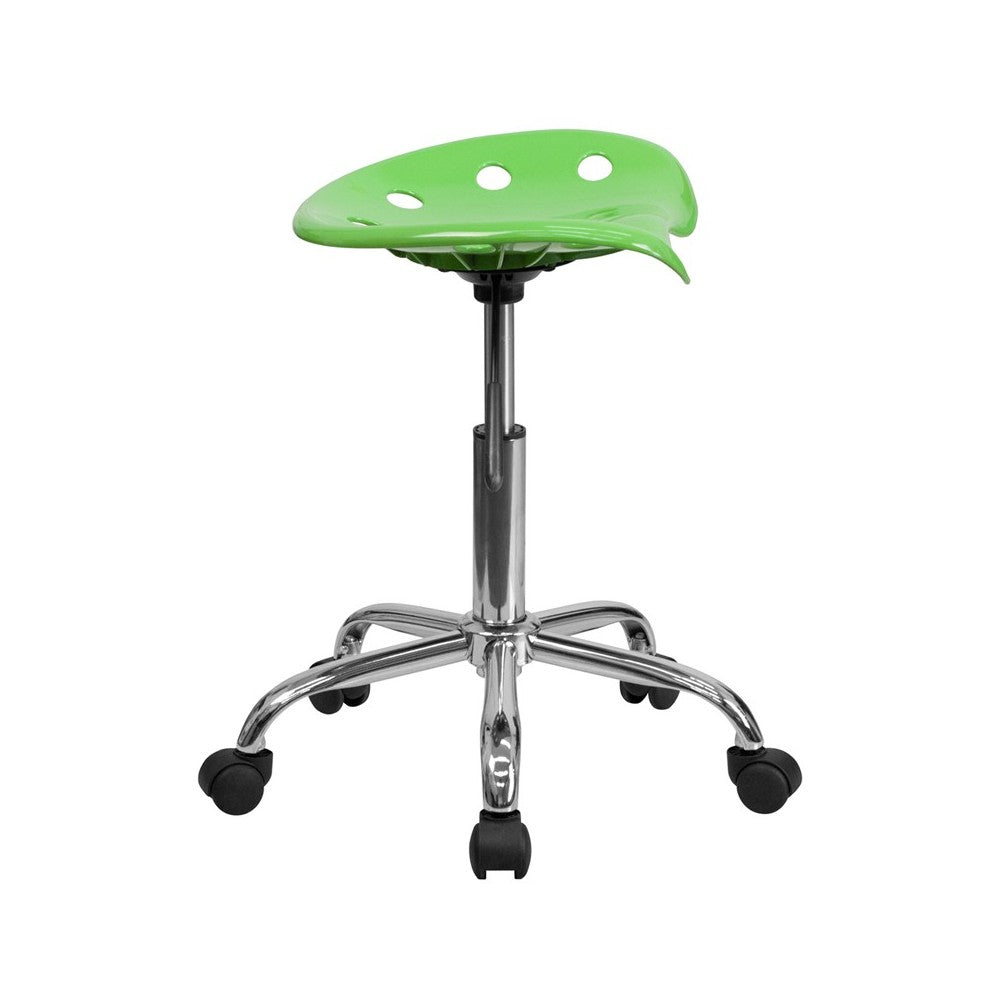 Vibrant Apple Green Tractor Seat and Chrome Stool