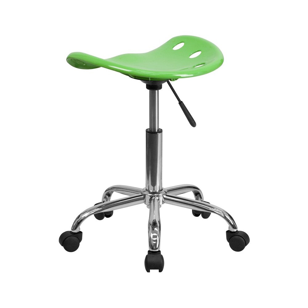 Vibrant Apple Green Tractor Seat and Chrome Stool